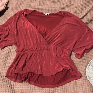 Lucky Brand M Maroon Blouse